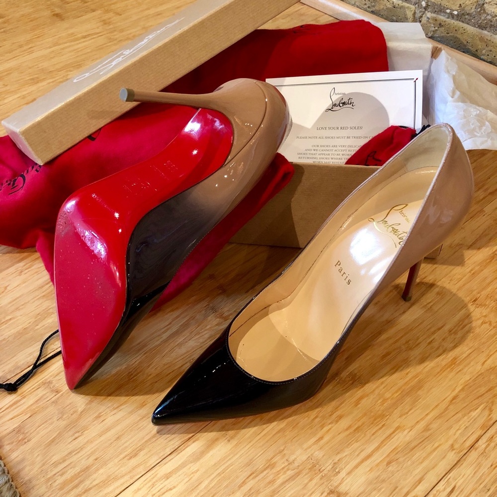 Near Perfect Black-Nude Christian Louboutin Kate